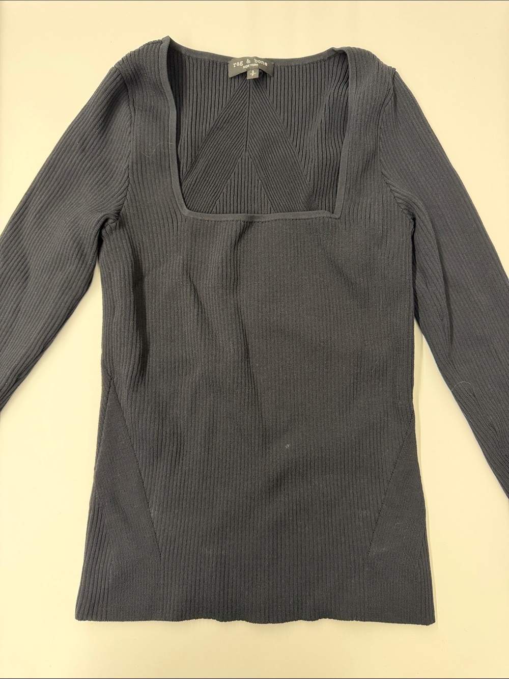 rag & bone navy ribbed scoop-neck long-sleeve sweater
